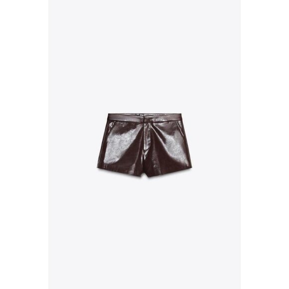 ZARA FAUX LEATHER SHORTS - Picture 1 of 8
